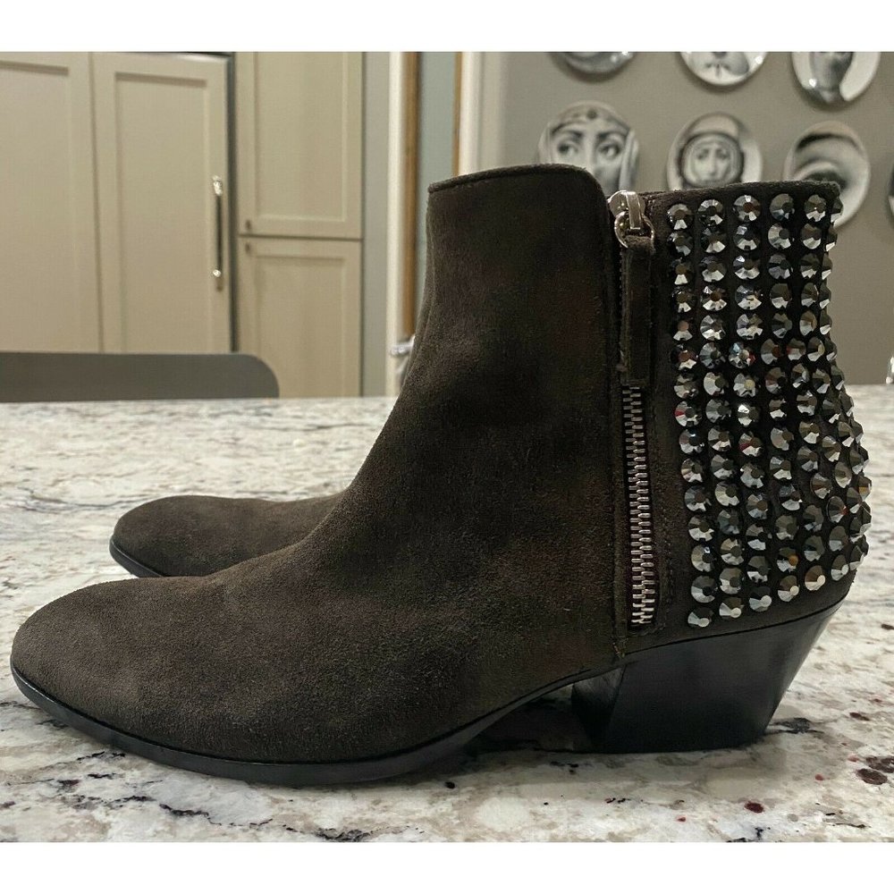 GIUSEPPE ZANOTTI Daddy Grey Crystal Suede Booties - Picture 2 of 12